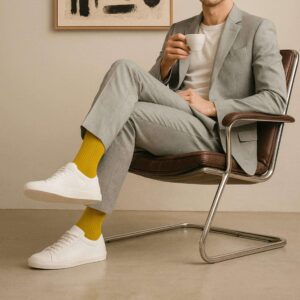 Hochwertige Business Socken | ELEGANCE Fine-Rib | BLYSS | Senfgelb